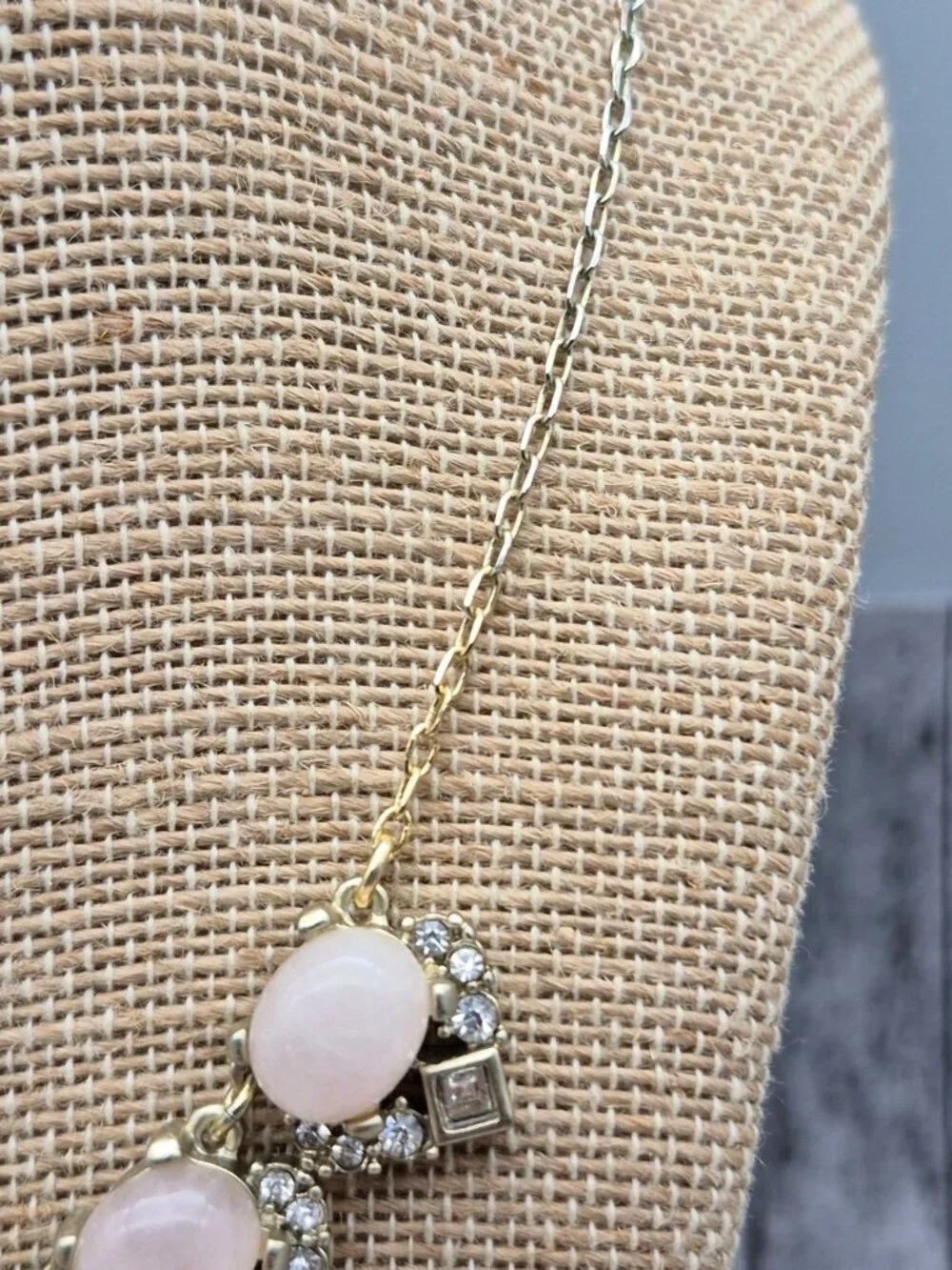 LOFT Gold-Tone Pink Stone & Crystal Statement Necklace 19